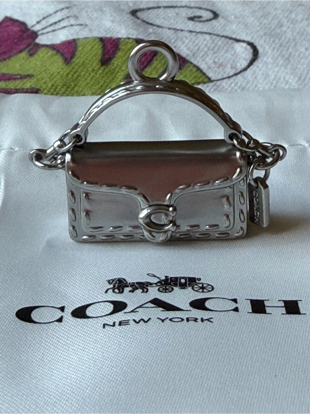 👜 Coach Silver Mini Handbag Charm👜 NWT
